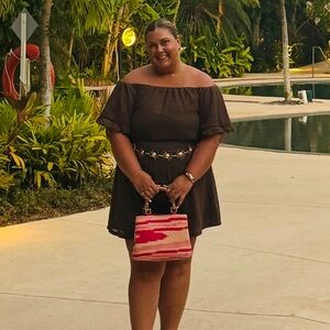 Fashion Nova Brown Off-Shoulder Romper